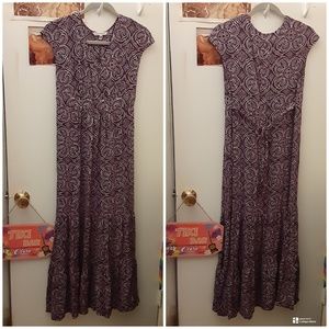 Croft & Barrow 10 M Purple Floral Paisley Wrap Empire Waist Ruffle Maxi Dress Ti